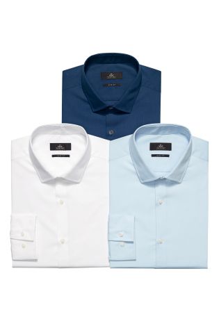 Three Pack Blue And White Shirts